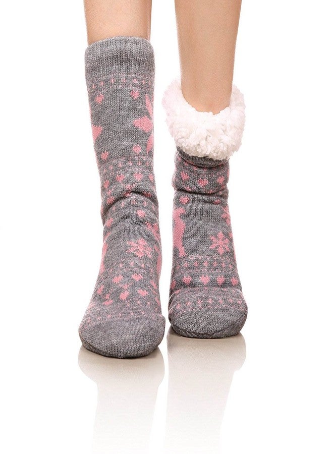 FRALOSHA Women's Slipper Socks Warm Fuzzy Fleece-lined Indoor Anti-Skid Floor Socks 3 Pairs Christmas Sock - Image 2